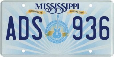 MS license plate ADS936