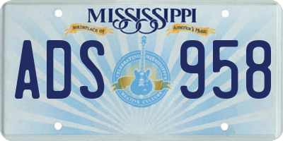 MS license plate ADS958