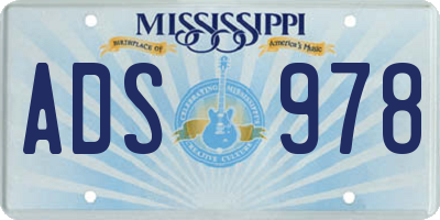 MS license plate ADS978