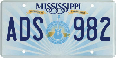 MS license plate ADS982