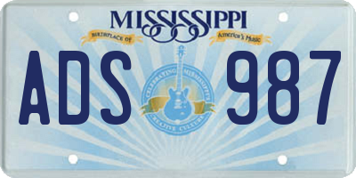 MS license plate ADS987
