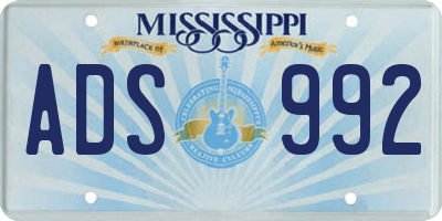 MS license plate ADS992