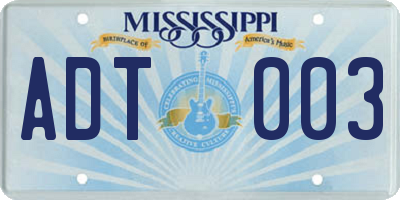 MS license plate ADT003