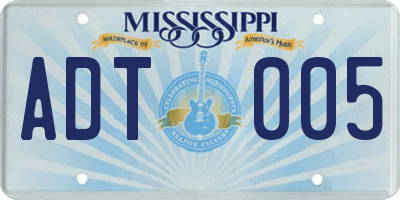 MS license plate ADT005