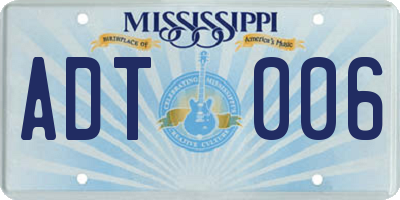 MS license plate ADT006