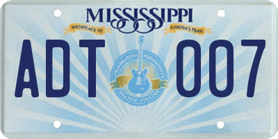 MS license plate ADT007