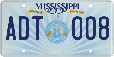 MS license plate ADT008