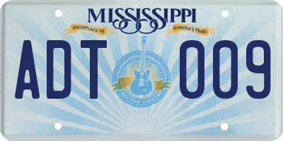 MS license plate ADT009