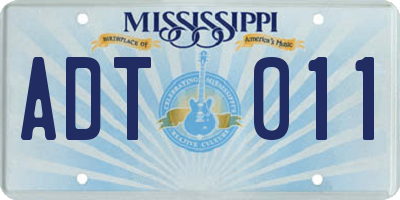 MS license plate ADT011