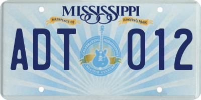 MS license plate ADT012