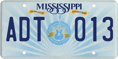MS license plate ADT013