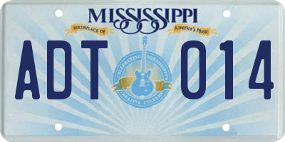 MS license plate ADT014