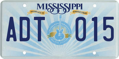 MS license plate ADT015