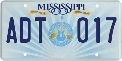MS license plate ADT017