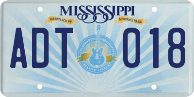 MS license plate ADT018