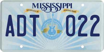 MS license plate ADT022