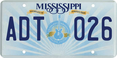 MS license plate ADT026