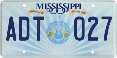 MS license plate ADT027