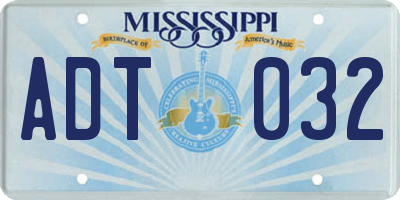 MS license plate ADT032