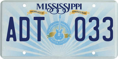 MS license plate ADT033