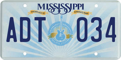 MS license plate ADT034