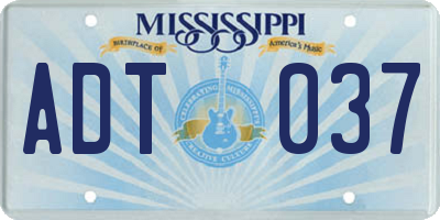 MS license plate ADT037