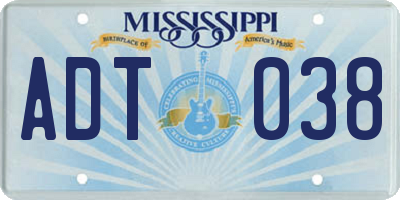 MS license plate ADT038