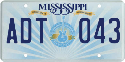MS license plate ADT043