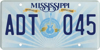 MS license plate ADT045