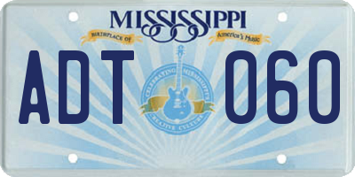 MS license plate ADT060