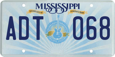 MS license plate ADT068