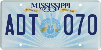 MS license plate ADT070