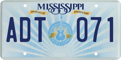 MS license plate ADT071
