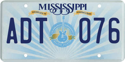 MS license plate ADT076