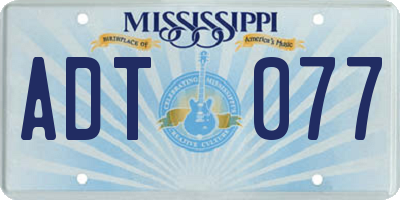 MS license plate ADT077