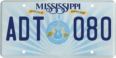 MS license plate ADT080
