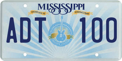 MS license plate ADT100