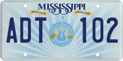 MS license plate ADT102