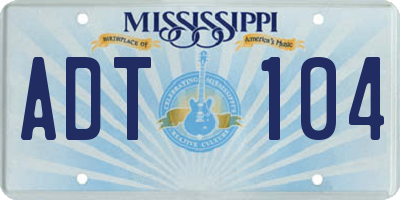 MS license plate ADT104
