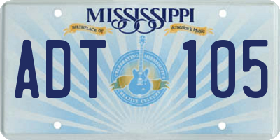 MS license plate ADT105