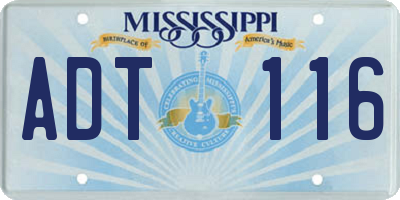 MS license plate ADT116