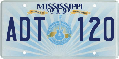 MS license plate ADT120