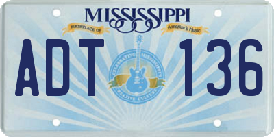 MS license plate ADT136