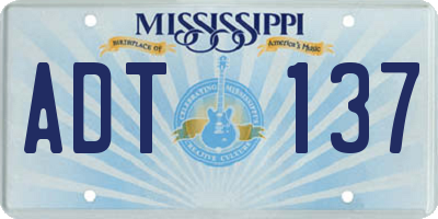 MS license plate ADT137