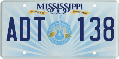 MS license plate ADT138