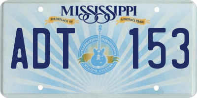 MS license plate ADT153