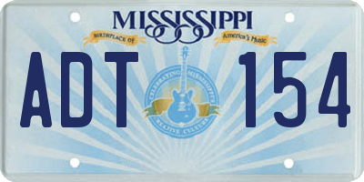 MS license plate ADT154
