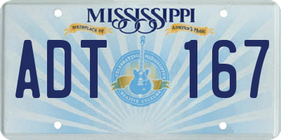 MS license plate ADT167