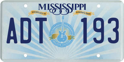 MS license plate ADT193