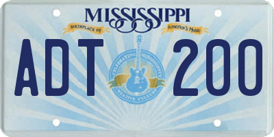 MS license plate ADT200